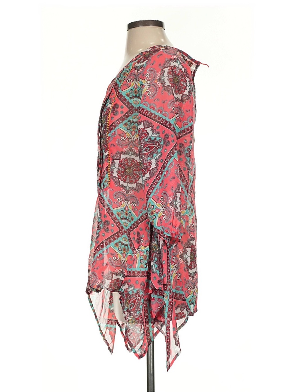 Umgee NWT Pink & Teal Boho Blouse - Picture 4 of 7